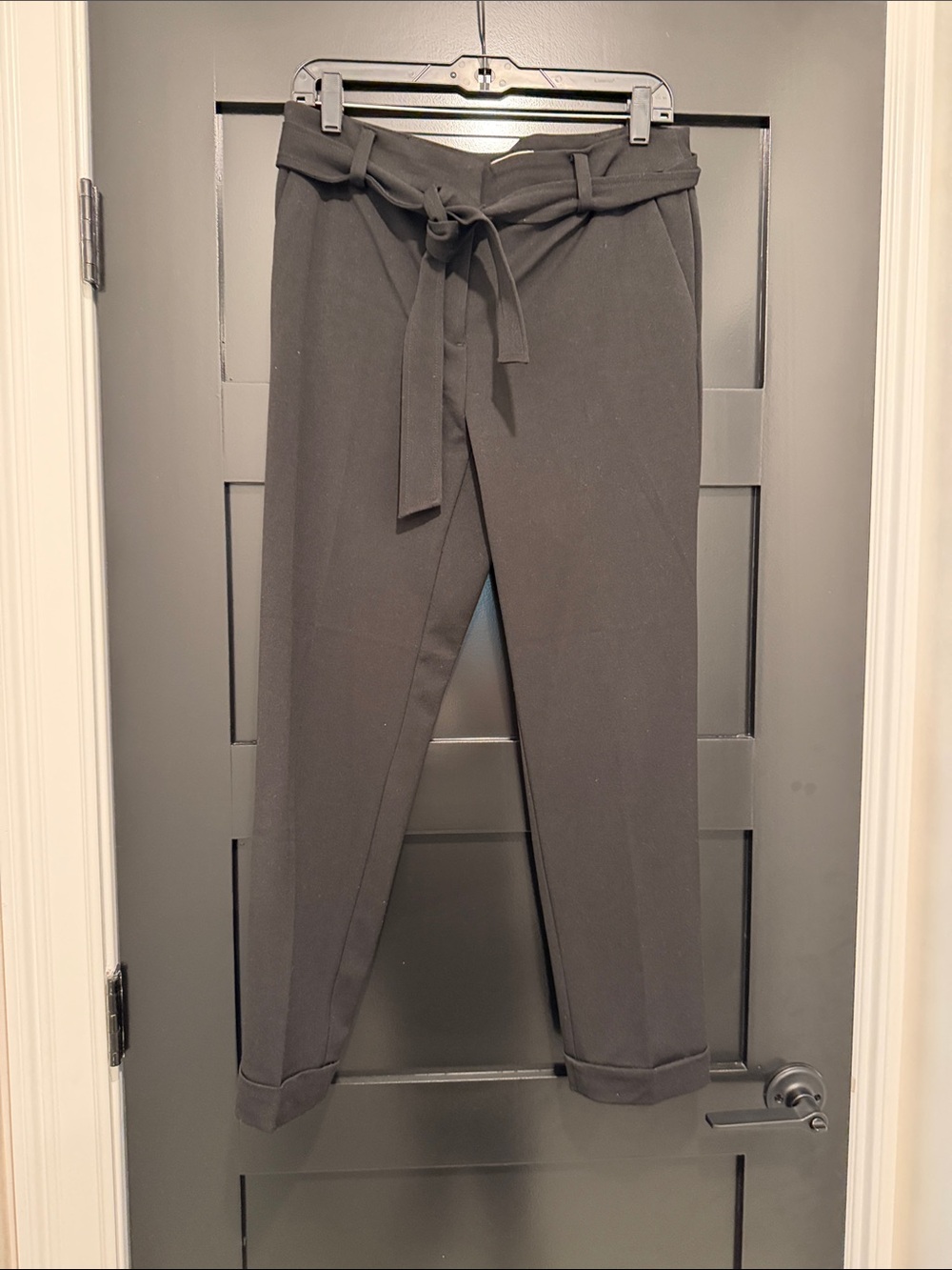 LOFT Black Paperbag Waist Tie Trousers